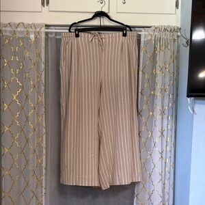 Torrid White-Striped Tan Wide-Leg Pants